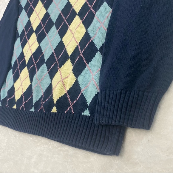 Geoffrey Beene Knit Argyle Sweater Pink Teal Easter Colorway Size XL Men's - Picture 5 of 9